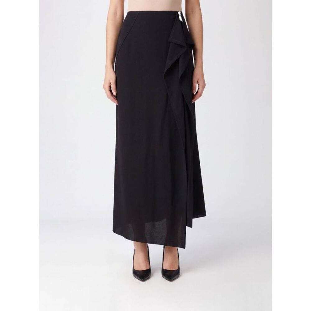 The Attico Women Asymmetric Virgin Wool Maxi Skirt The Attico With Ruffles